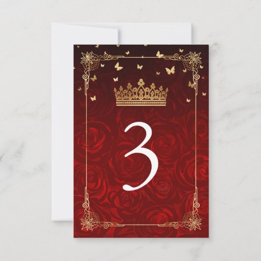 Red Rose Zwart Goud Tafel Aantal Kaarten (Achterkant)