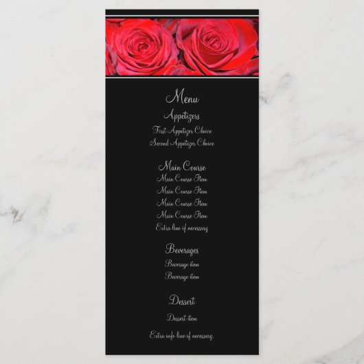 Red Rose Zwart Zilver Wedding Menu (Voorkant)