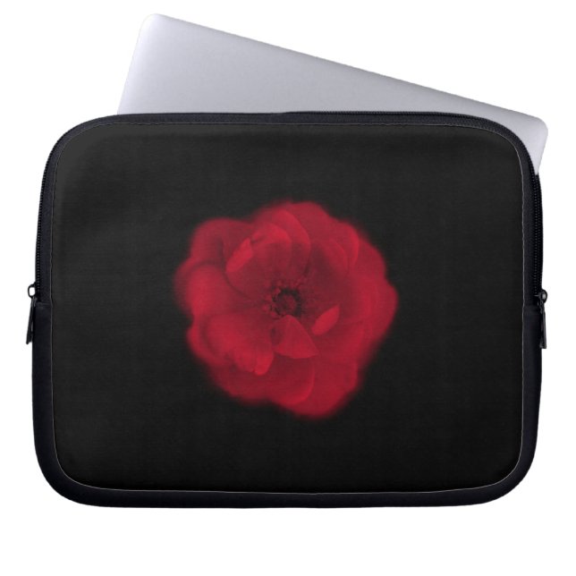 Red Rose. Zwarte achtergrond. Laptop Sleeve (Voorkant)