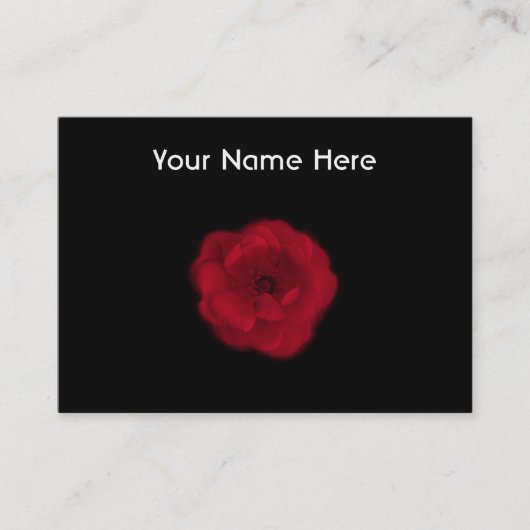 Red Rose. Zwarte achtergrond. Visitekaartje (Voorkant)