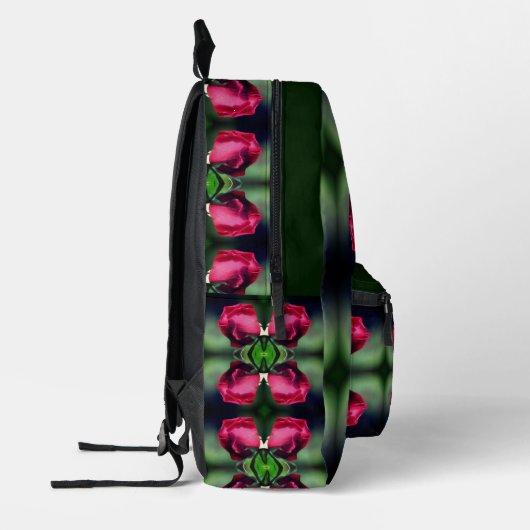 Red Rosebud Bending Abstract gepersonaliseerd Bedrukte Rugzak (Links)