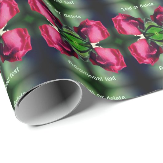 Red Rosebud Bending Abstract gepersonaliseerd Cadeaupapier (Rol Hoek)