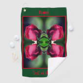 Red Rosebud Bending Abstract gepersonaliseerd Golfhanddoek (Insitu)