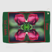 Red Rosebud Bending Abstract gepersonaliseerd Golfhanddoek (Horizontaal)