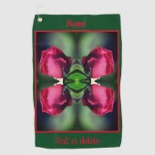 Red Rosebud Bending Abstract gepersonaliseerd Golfhanddoek (Voorkant)