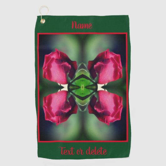 Red Rosebud Bending Abstract gepersonaliseerd Golfhanddoek (Voorkant)
