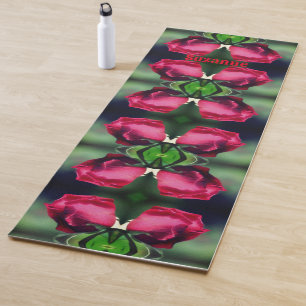 Red Rosebud Bending Abstract gepersonaliseerd Yogamat