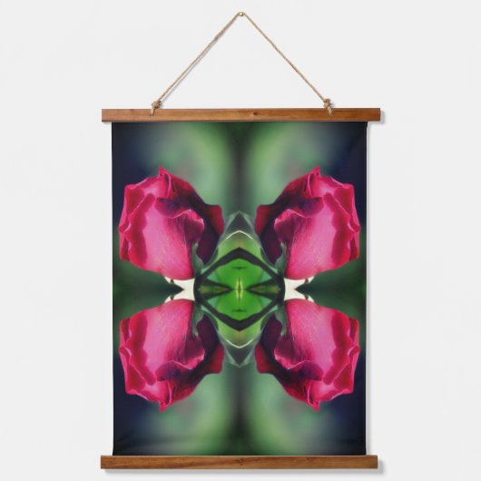 Red Rosebud Bending Abstract Hangend Wandkleed (Voorkant)