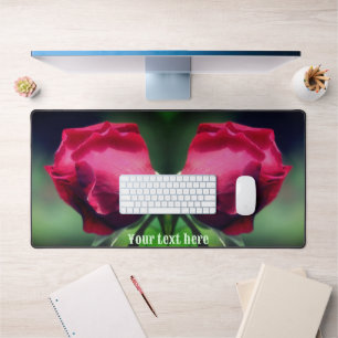 Red Rosebud Bending Flower Personated Bureaumat