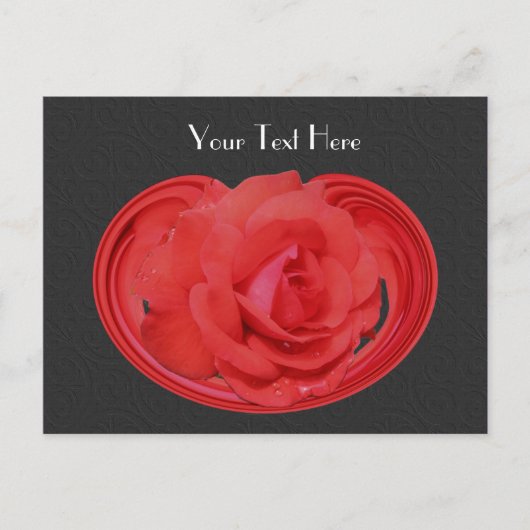 Red Rosebud Black Floral  Briefkaart (Voorkant)