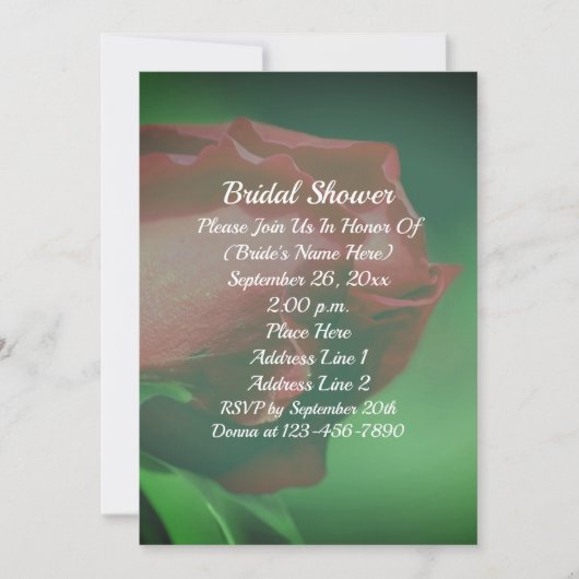 Red Rosebud Floral Bridal Shower  Kaart (Voorkant)