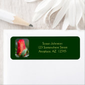 Red Rosebud Flower Address Label (Insitu)