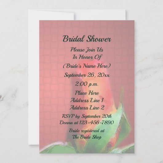 Red Rosebud Flower Bridal Shower  Kaart (Voorkant)