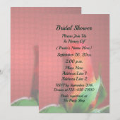Red Rosebud Flower Bridal Shower  Kaart (Voorkant / Achterkant)