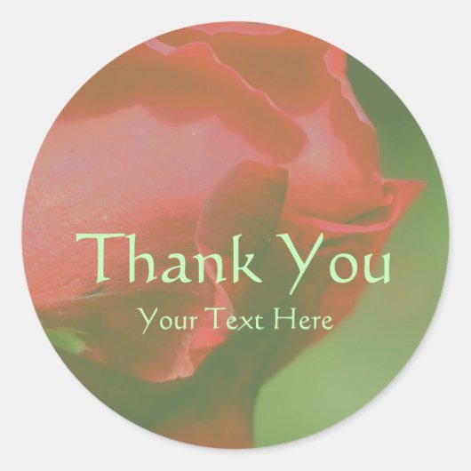 Red Rosebud Flower Dank u persoonlijk Ronde Sticker (Voorkant)