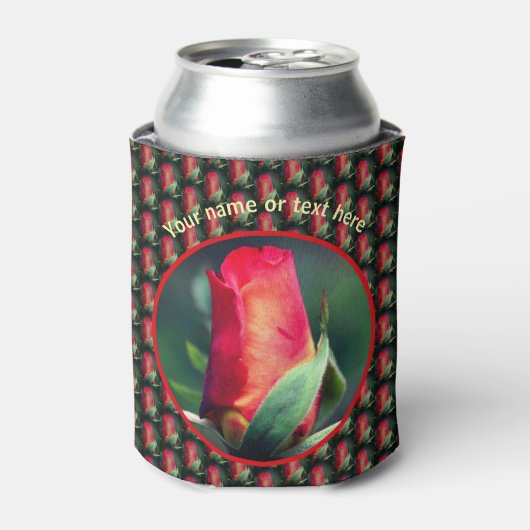 Red Rosebud Flower Personalized Blikjeskoeler (Blikje Voorkant)