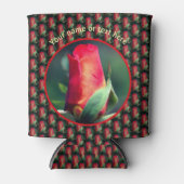 Red Rosebud Flower Personalized Blikjeskoeler (Voorkant)