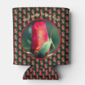 Red Rosebud Flower Personalized Blikjeskoeler (Achterkant)
