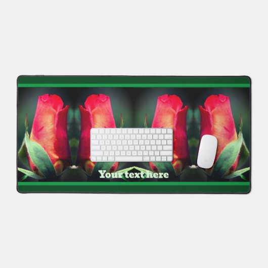 Red Rosebud Flower Personalized Bureaumat (Keyboard & Muis)