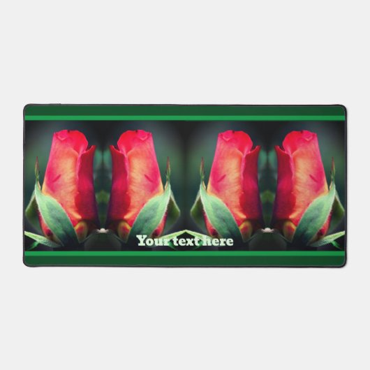 Red Rosebud Flower Personalized Bureaumat (Voorkant)