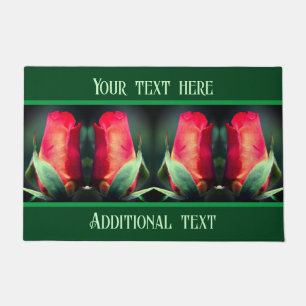 Red Rosebud Flower Personalized Deurmat