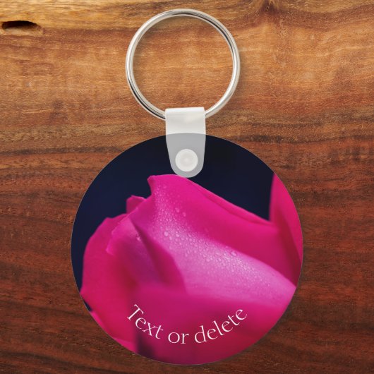 Red Rosebud Flower Personalized Sleutelhanger (Achterkant)