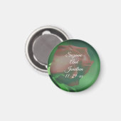 Red Rosebud Flower Personalized Wedding Magneet (Voorkant / Achterkant)