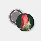 Red Rosebud Flower Personalized Wedding  Magneet (Voorkant / Achterkant)