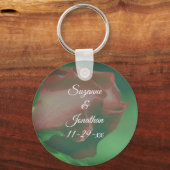 Red Rosebud Flower Personalized Wedding Sleutelhanger (Achterkant)