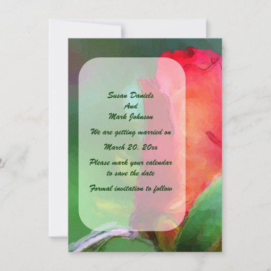 Red Rosebud Flower Wedding  Save The Date (Voorkant)