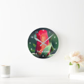 Red Rosebud Flower Yellow Highlights Gepersonalise Ronde Klok (Huis)