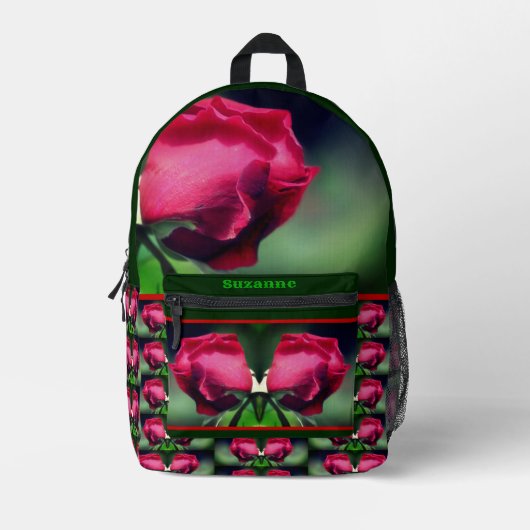 Red Rosebud gepersonaliseerd Bedrukte Rugzak (Voorkant)