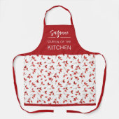 Red Rosehips Berries Pattern Modern Script Name. Schort (Voorkant)