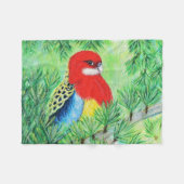 Red Rosella Bird Painting Fleece Deken (Voorkant (Horizontaal))