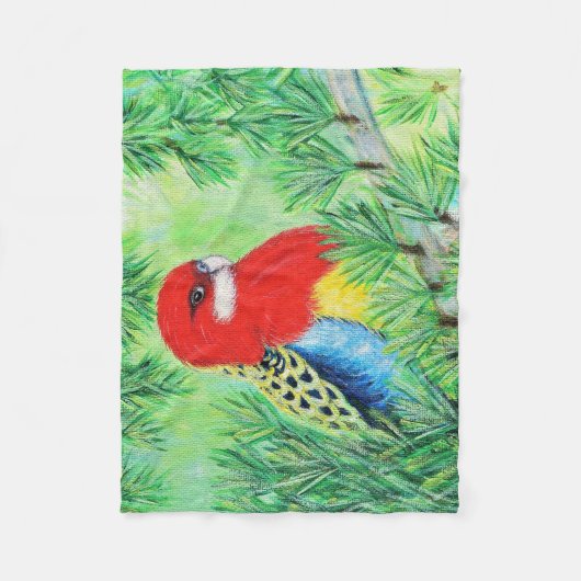 Red Rosella Bird Painting Fleece Deken (Voorkant)