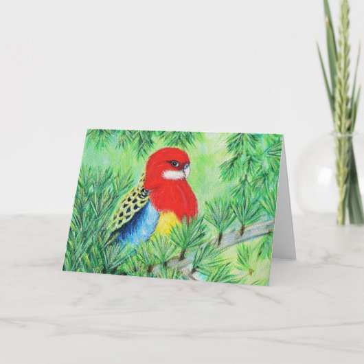 Red Rosella Bird Painting Kaart (Voorkant)