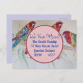 Red Rosella het nieuwe adres Briefkaart wij bewege (Voorkant / Achterkant)
