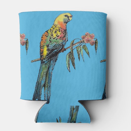 Red Rosella Parrot Bird Waterverf Pap Birthday Blikjeskoeler (Achterkant)