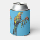 Red Rosella Parrot Bird Waterverf Pap Birthday Blikjeskoeler (Blikje Achterkant)