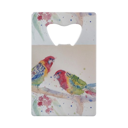 Red Rosella Parrot Waterverf Bottle Open Creditkaart Flessenopener (Voorkant)