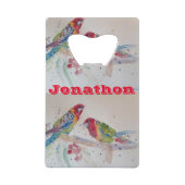 Red Rosella Parrot Waterverf Bottle Open Creditkaart Flessenopener (Voorkant)