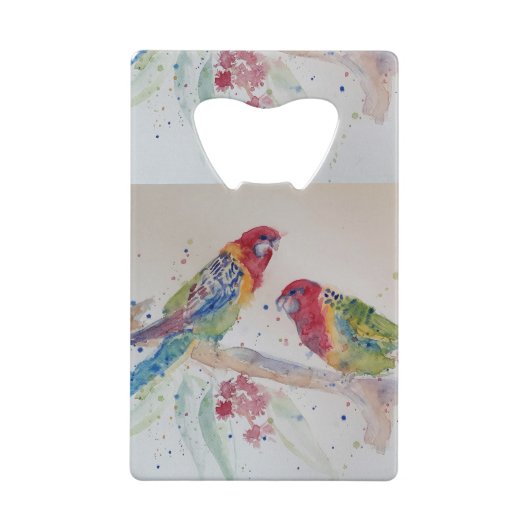 Red Rosella Parrot Waterverf Bottle Open Creditkaart Flessenopener (Achterkant)