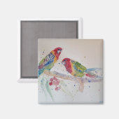 Red Rosella Parrot Waterverf Painting Magneet (Voorkant / Achterkant)