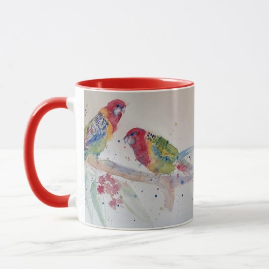 Red Rosella Parrot Waterverf Painting Mok (Links)