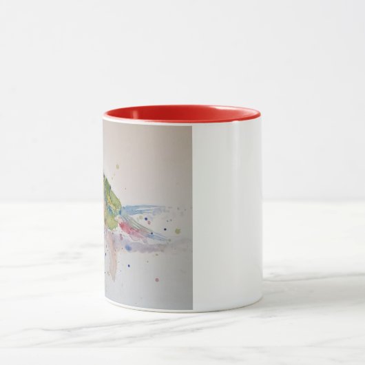 Red Rosella Parrot Waterverf Painting Mok (Midden)