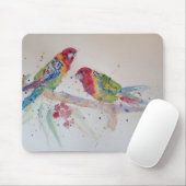 Red Rosella Parrot Waterverf Painting Muismat (Met muis)