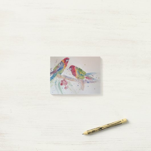 Red Rosella Parrot Waterverf Painting Post-it® Notes (Op bureau)