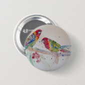 Red Rosella Parrot Waterverf Painting Ronde Button 5,7 Cm (Voorkant /achterkant)