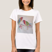 Red Rosella Parrot Waterverf Painting T-shirt (Voorkant)