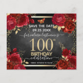 Red Roses 100th Birthday Save the Date Budget (Voorkant)